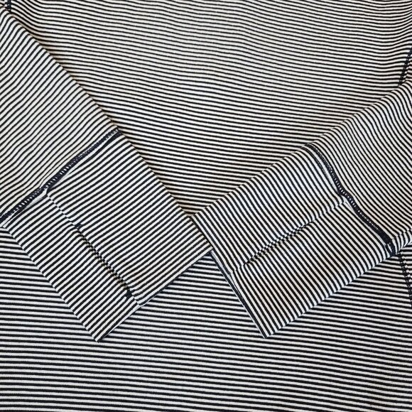 Athleta‎ Hoodie Women's XS Black White Striped Quarter Zip Sweater Pockets - Picture 7 of 10